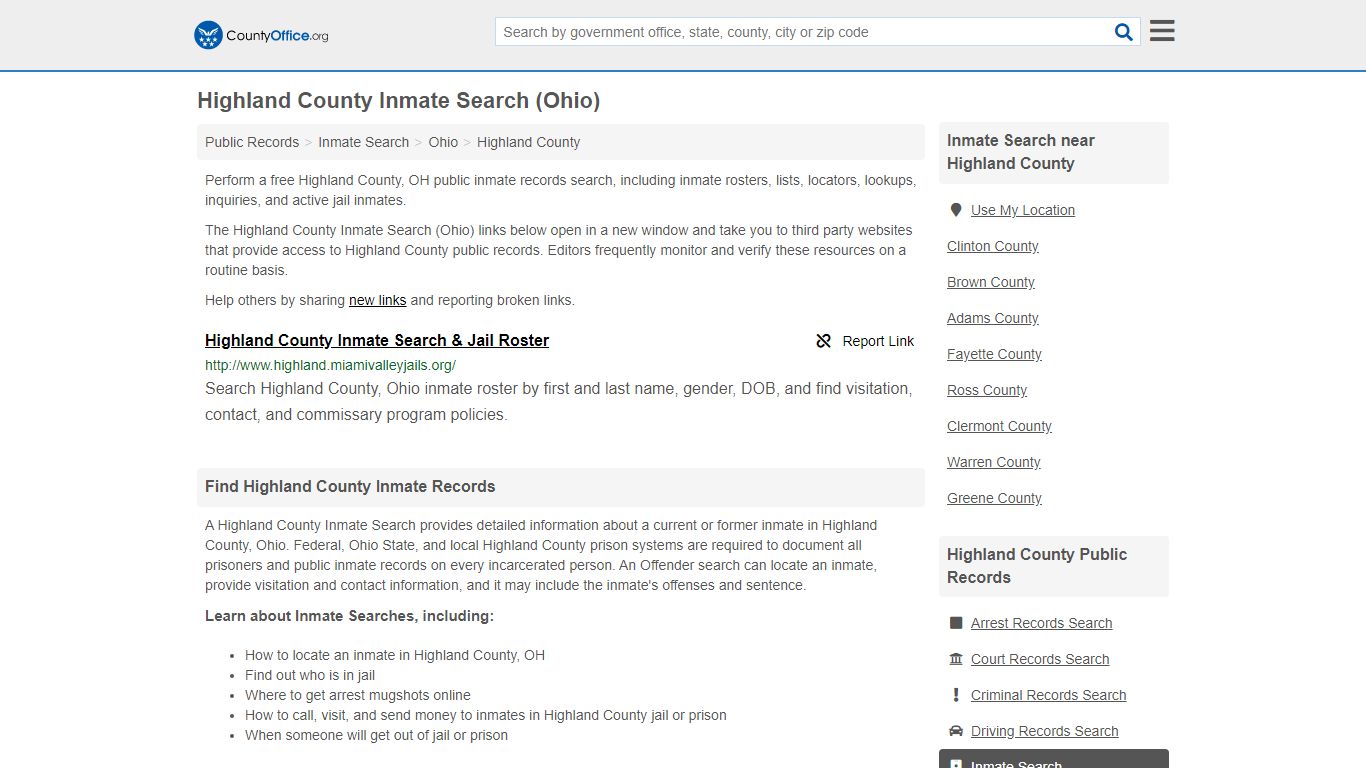 Inmate Search - Highland County, OH (Inmate Rosters & Locators)